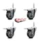 Service Caster 35 Inch Gray Polyurethane Swivel 58 Inch Threaded Stem Caster Set with Total Lock Brake SCC-TSTTL20S3514-PPUB-58212-4 - alternate 3